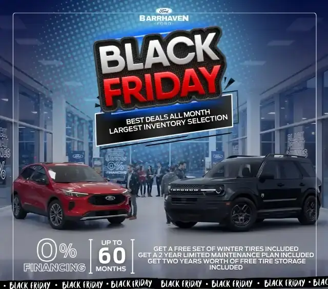 Ford Black Friday sale event at Barrhaven Ford dealership, featuring exclusive deals on new Ford vehicles.